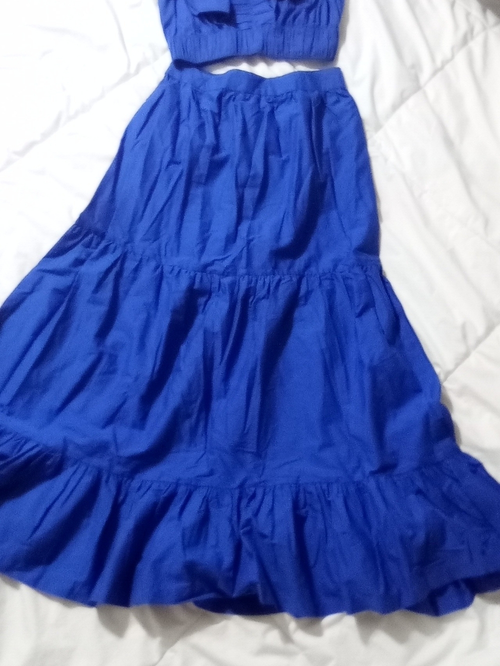 Japna Vibrant Blue Tiered Maxi Skirt With Top